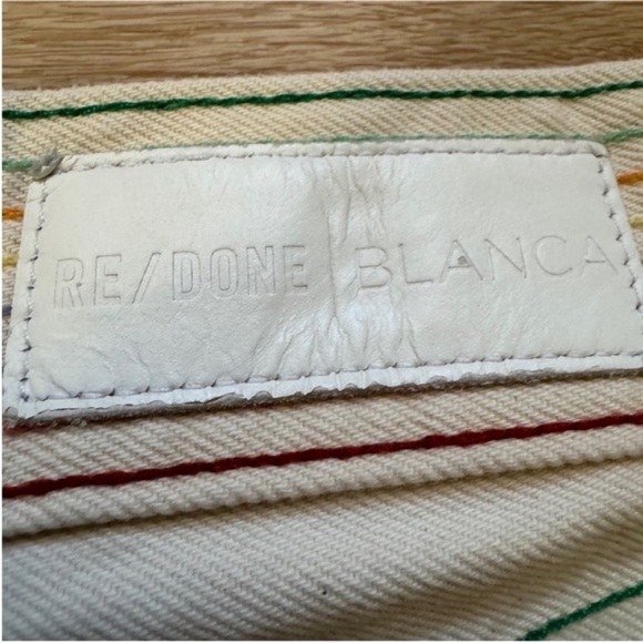 Re/Done White Blanca Ecru Rainbow Jeans - Picture 5 of 10